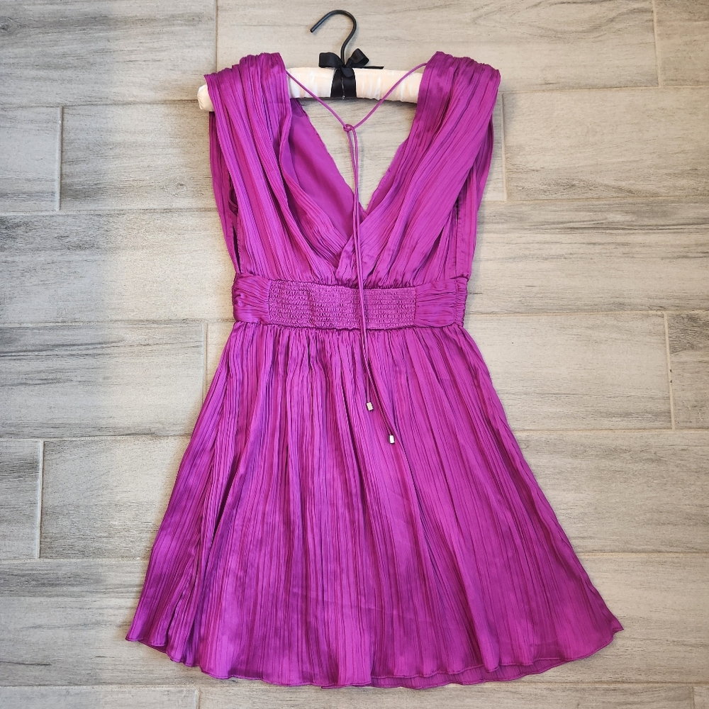 Steve Madden mini dress XS magenta pink Camilea pleated A-line party new $90 - Picture 10 of 15
